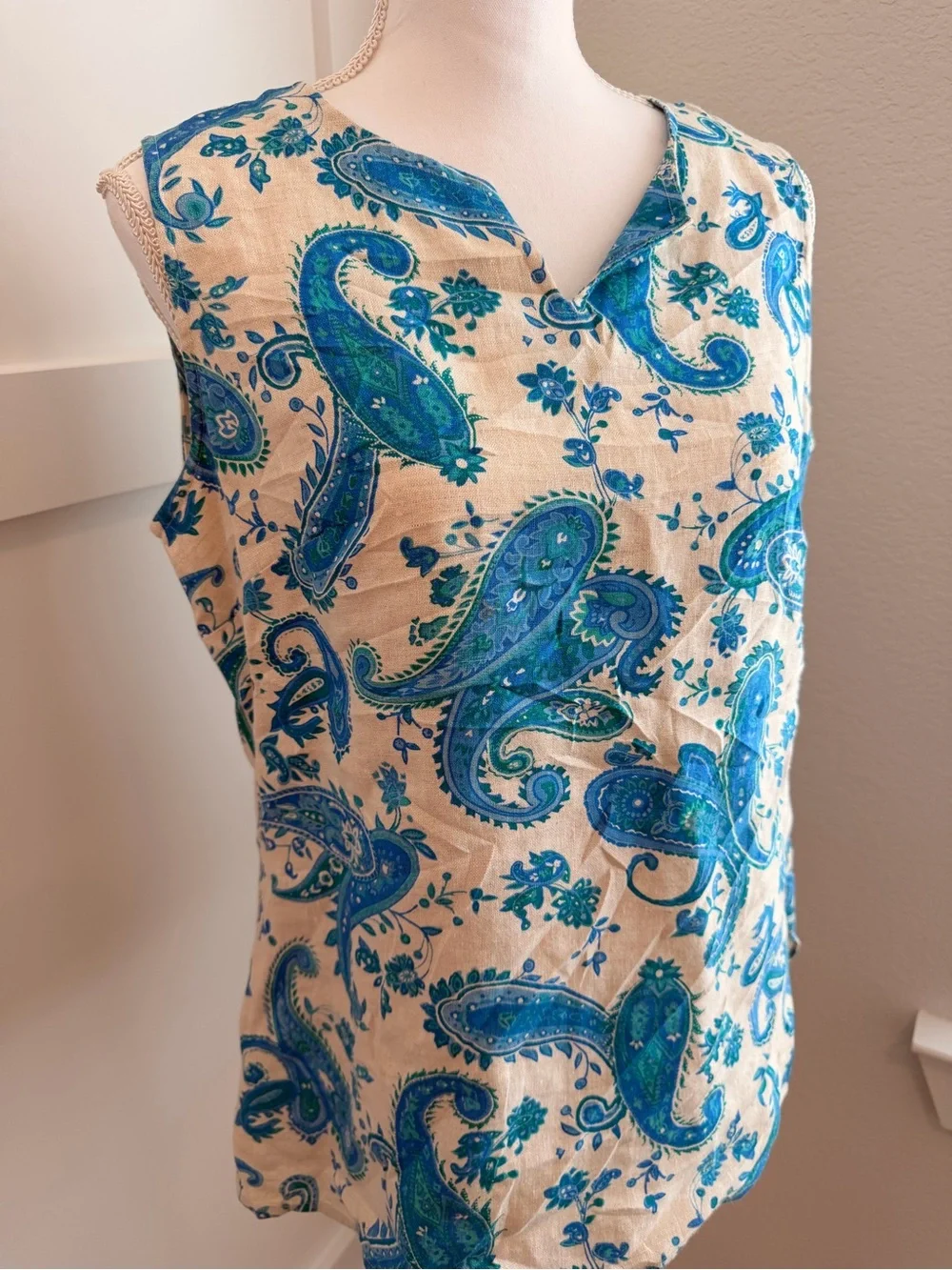 ✨ Vintage Units 100% Linen Paisley Matching Set ✨